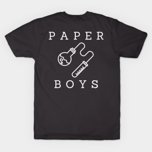 Paper Boys podcast white simple logo T-Shirt